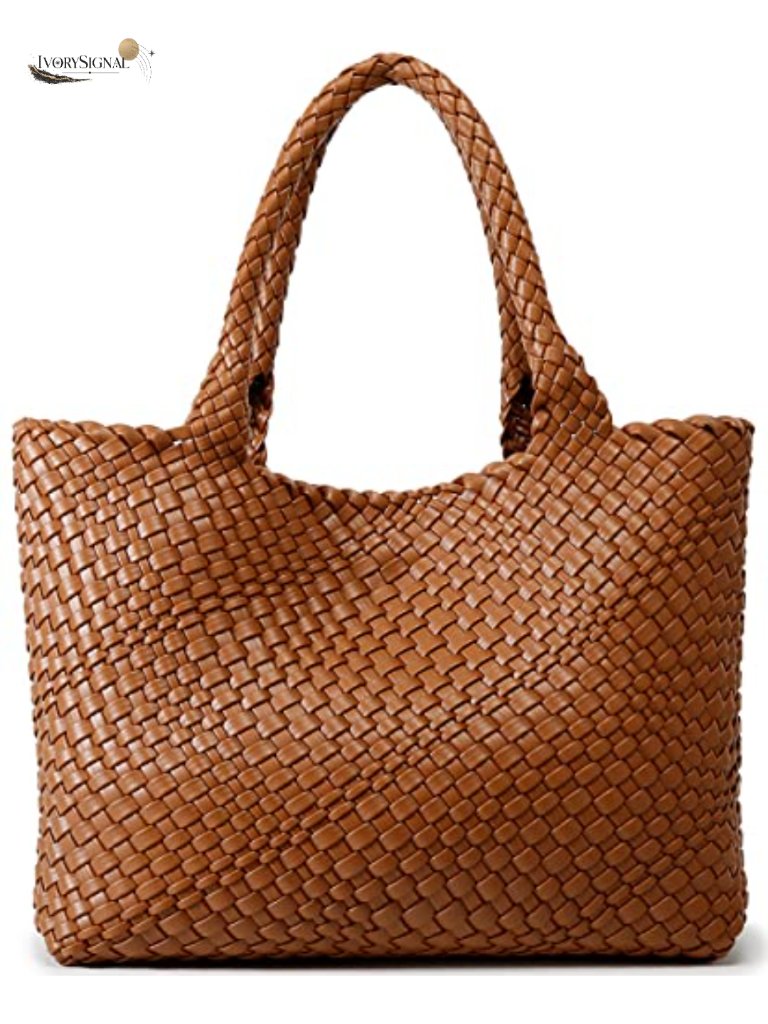Queenoris Woven Vegan Leather Shoulder Tote Bag
